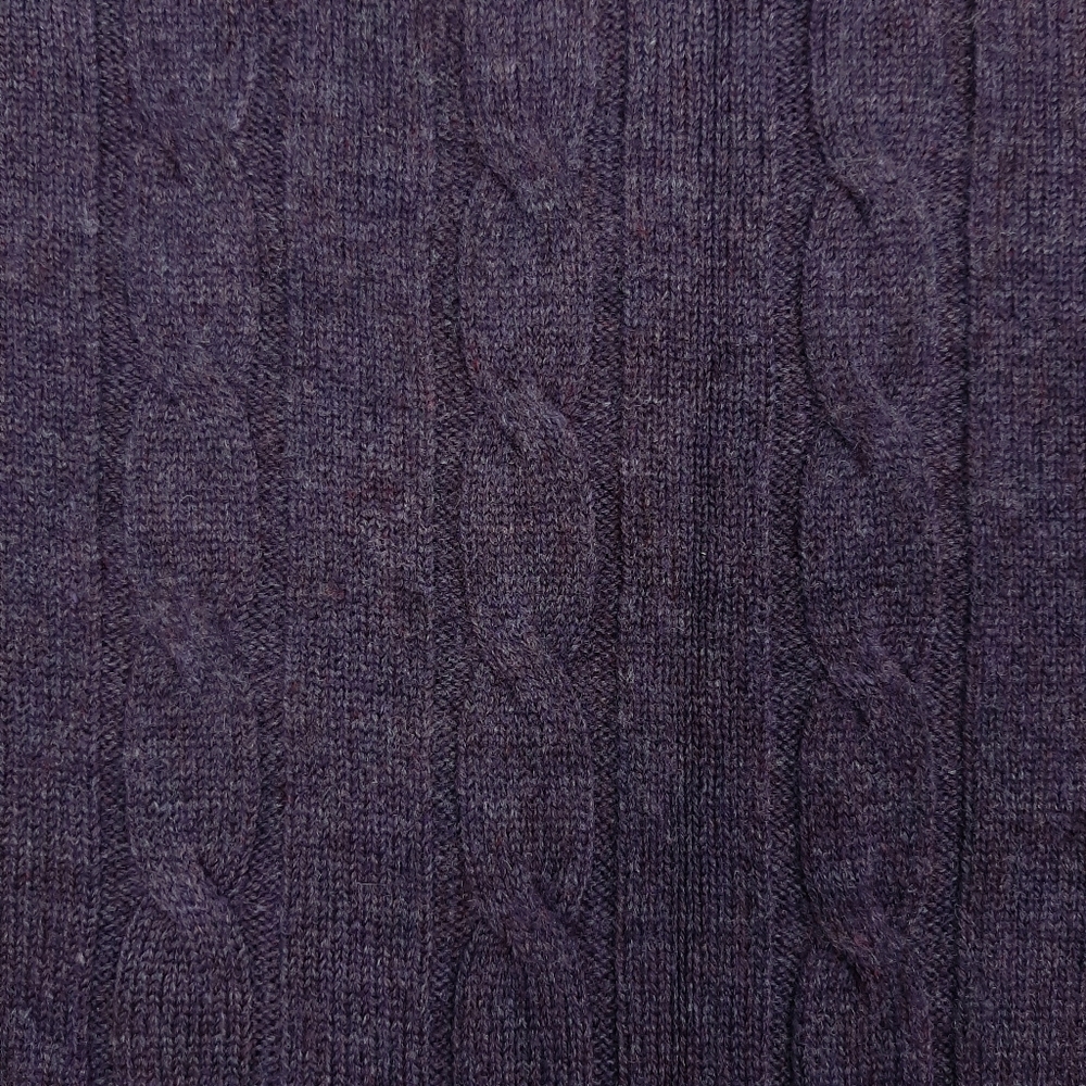 GANT Men's Crew Neck Cable Knit Jumper Sweater Size Large 100% Lambswool Purple - Picture 9 of 11